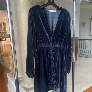 H&M blue velvet dress, long sleeve, size 2